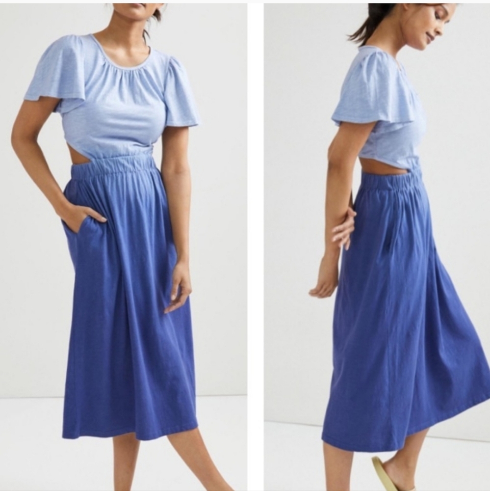 ANTHROPOLOGIE T.La Ombre Open Back Midi Dress 100% Cotton